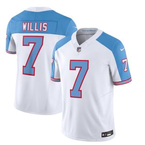 Men Tennessee Titans #7 Malik Willis White/Blue 2023 F.U.S.E. Vapor Limited Throwback Football Stitched Jersey