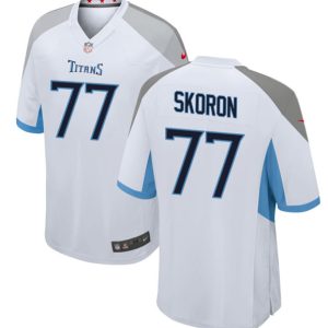 Men Tennessee Titans #77 Peter Skoronski White 2023 Draft Stitched Game Jersey