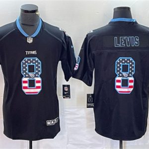 Men Tennessee Titans #8 Will Levis Black 2018 USA Flag Color Rush Limited Stitched Jersey