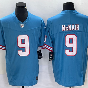 Men Tennessee Titans #9 Steve McNair Light Blue 2023 F.U.S.E. Vapor Limited Throwback Stitched Football Jersey