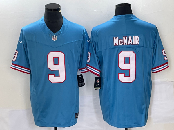 Men Tennessee Titans #9 Steve McNair Light Blue 2023 F.U.S.E. Vapor Limited Throwback Stitched Football Jersey