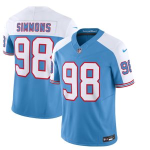 Men Tennessee Titans #98 Jeffery Simmons Blue/White 2023 F.U.S.E. Vapor Limited Throwback Football Stitched Jersey