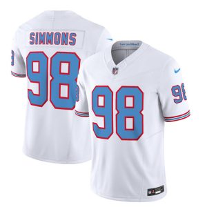 Men Tennessee Titans #98 Jeffery Simmons White 2023 F.U.S.E. Vapor Limited Throwback Football Stitched Jersey