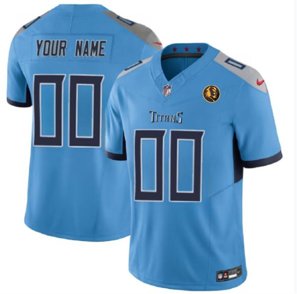 Men Tennessee Titans Active Player Custom Blue 2023 F.U.S.E. With John Madden Patch Vapor Limited Football Stitched Jersey