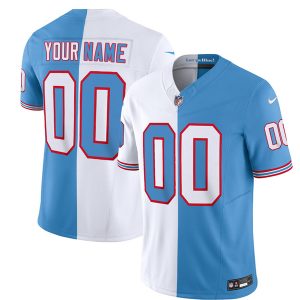 Men Tennessee Titans Active Player Custom White/Blue 2023 F.U.S.E. Split Vapor Limited Throwback Football Stitched Jersey