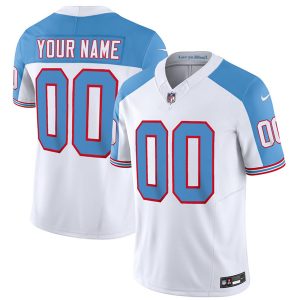 Men Tennessee Titans Active Player Custom White/Blue 2023 F.U.S.E. Vapor Limited Throwback Football Stitched Jersey