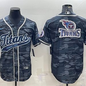 Men Tennessee Titans Gray Camo Team Big Logo With Patch Cool Base Stitched Baseball Jersey