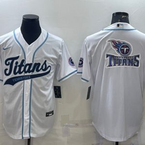 Men Tennessee Titans White Team Big Logo With Patch Cool Base Stitched Baseball Jersey