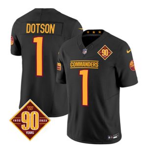 Men Washington Commanders #1 Jahan Dotson Black 2023 F.U.S.E. 90th Anniversary Vapor Limited Football Stitched Jersey