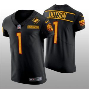 Men Washington Commanders #1 Jahan Dotson Black 90th Anniversary Elite Stitched Jersey