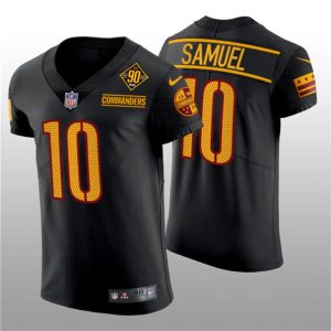 Men Washington Commanders #10 Curtis Samuel Black 90th Anniversary Elite Stitched Jersey