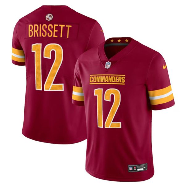 Men Washington Commanders #12 Jacoby Brissett Burgundy 2023 F.U.S.E. Vapor Limited Football Stitched Jersey