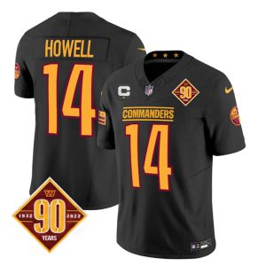 Men Washington Commanders #14 Sam Howell Black 2023 F.U.S.E. 90th Anniversary Vapor Limited Football Stitched Jersey