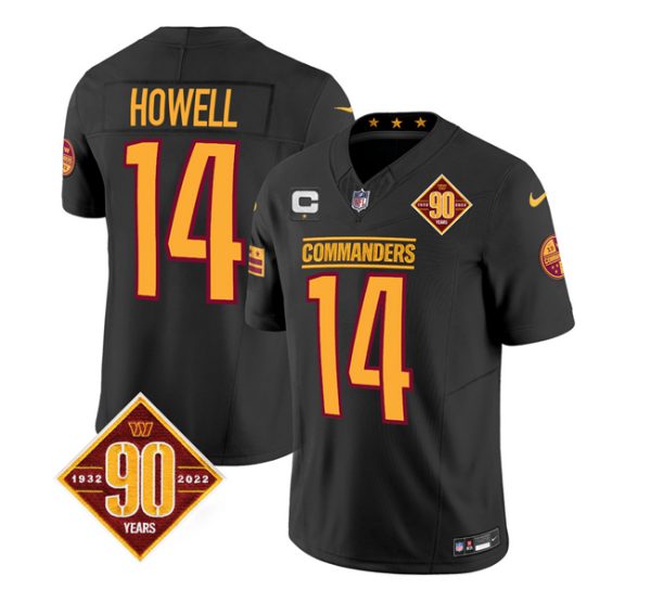 Men Washington Commanders #14 Sam Howell Black 2023 F.U.S.E. 90th Anniversary Vapor Limited Football Stitched Jersey