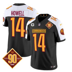 Men Washington Commanders #14 Sam Howell Black/White 2023 F.U.S.E. 90th Anniversary Vapor Limited Football Stitched Jersey