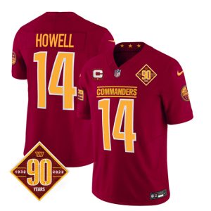 Men Washington Commanders #14 Sam Howell Burgundy 2023 F.U.S.E. 90th Anniversary Vapor Limited Football Stitched Jersey