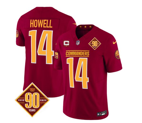 Men Washington Commanders #14 Sam Howell Burgundy 2023 F.U.S.E. 90th Anniversary Vapor Limited Football Stitched Jersey