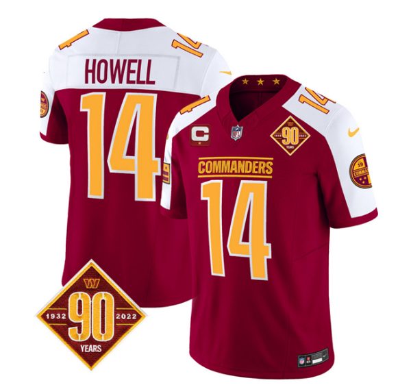 Men Washington Commanders #14 Sam Howell Burgundy/White 2023 F.U.S.E. 90th Anniversary Vapor Limited Football Stitched Jersey