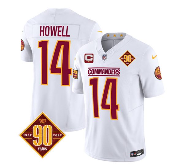 Men Washington Commanders #14 Sam Howell White 2023 F.U.S.E. 90th Anniversary Vapor Limited Football Stitched Jersey