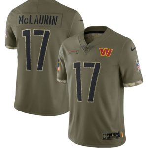 Men Washington Commanders #17 Terry McLaurin 2022 Olive Salute To Service Limited Stitched Jersey