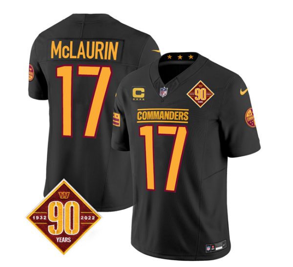 Men Washington Commanders #17 Terry McLaurin Black 2023 F.U.S.E. 90th Anniversary Vapor Limited Football Stitched Jersey