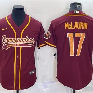 Men Washington Commanders #17 Terry McLaurin Burgundy With Patch Cool Base Stitched Jersey