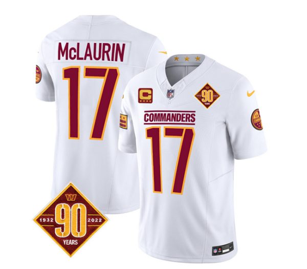 Men Washington Commanders #17 Terry McLaurin White 2023 F.U.S.E. 90th Anniversary Vapor Limited Football Stitched Jersey