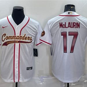 Men Washington Commanders #17 Terry McLaurin White With Patch Cool Base Stitched Jersey