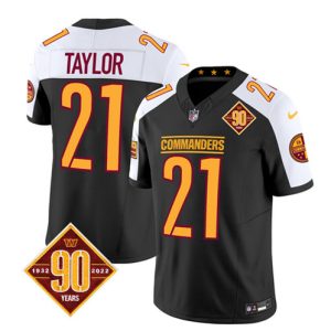 Men Washington Commanders #21 Sean Taylor Black/White 2023 F.U.S.E. 90th Anniversary Vapor Limited Football Stitched Jersey