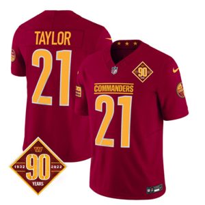 Men Washington Commanders #21 Sean Taylor Burgundy 2023 F.U.S.E. 90th Anniversary Vapor Limited Football Stitched Jersey