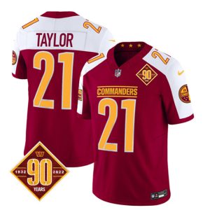 Men Washington Commanders #21 Sean Taylor Burgundy/White 2023 F.U.S.E. 90th Anniversary Vapor Limited Football Stitched Jersey