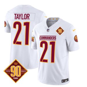 Men Washington Commanders #21 Sean Taylor White 2023 F.U.S.E. 90th Anniversary Vapor Limited Football Stitched Jersey