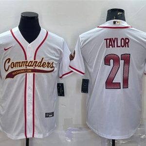 Men Washington Commanders #21 Sean Taylor White With Patch Cool Base Stitched Jersey