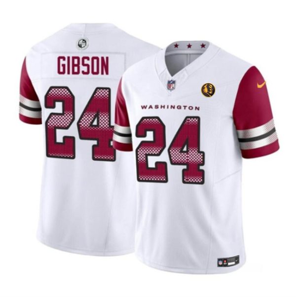 Men Washington Commanders #24 Antonio Gibson White 2023 F.U.S.E. With John Madden Patch Vapor Limited Football Stitched Jersey