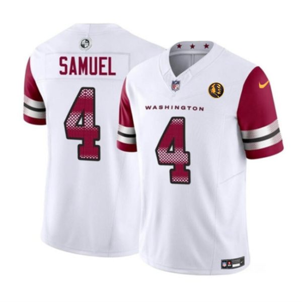 Men Washington Commanders #4 Curtis Samuel White 2023 F.U.S.E. With John Madden Patch Vapor Limited Football Stitched Jersey