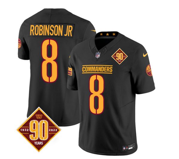 Men Washington Commanders #8 Brian Robinson Black 2023 F.U.S.E. 90th Anniversary Vapor Limited Football Stitched Jersey