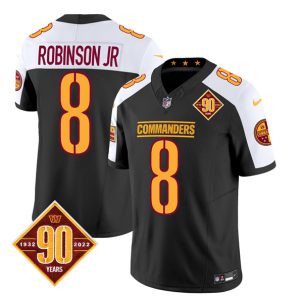 Men Washington Commanders #8 Brian Robinson Black/White 2023 F.U.S.E. 90th Anniversary Vapor Limited Football Stitched Jersey