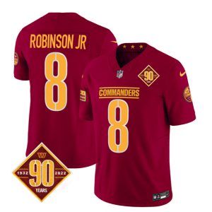 Men Washington Commanders #8 Brian Robinson Burgundy 2023 F.U.S.E. 90th Anniversary Vapor Limited Football Stitched Jersey