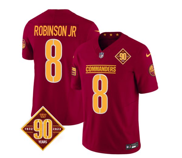 Men Washington Commanders #8 Brian Robinson Burgundy 2023 F.U.S.E. 90th Anniversary Vapor Limited Football Stitched Jersey