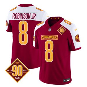 Men Washington Commanders #8 Brian Robinson Burgundy/White 2023 F.U.S.E. 90th Anniversary Vapor Limited Football Stitched Jersey