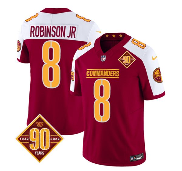 Men Washington Commanders #8 Brian Robinson Burgundy/White 2023 F.U.S.E. 90th Anniversary Vapor Limited Football Stitched Jersey