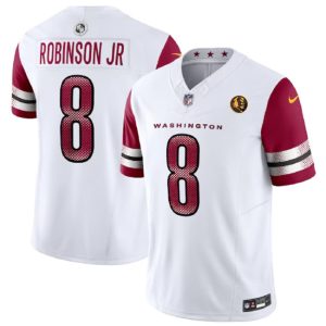 Men Washington Commanders #8 Brian Robinson Jr. White 2023 F.U.S.E. With John Madden Patch Vapor Limited Football Stitched Jersey