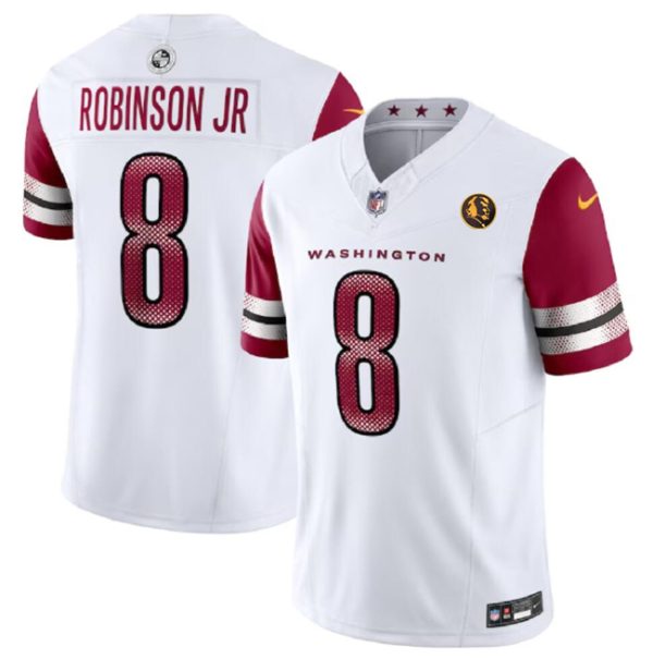 Men Washington Commanders #8 Brian Robinson Jr. White 2023 F.U.S.E. With John Madden Patch Vapor Limited Football Stitched Jersey