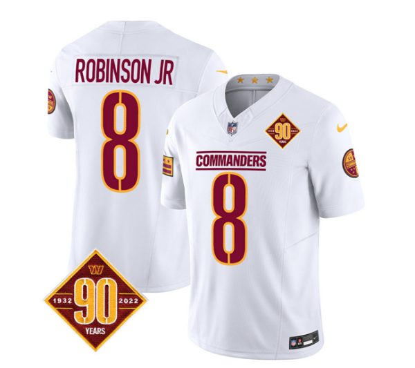 Men Washington Commanders #8 Brian Robinson White 2023 F.U.S.E. 90th Anniversary Vapor Limited Football Stitched Jersey