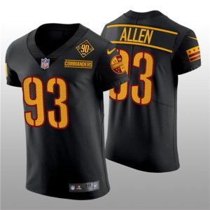 Men Washington Commanders #93 Jonathan Allen Black 90th Anniversary Elite Stitched Jersey