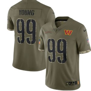 Men Washington Commanders #99 Chase Young 2022 Olive Salute To Service Limited Stitched Jersey