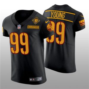 Men Washington Commanders #99 Chase Young Black 90th Anniversary Elite Stitched Jersey