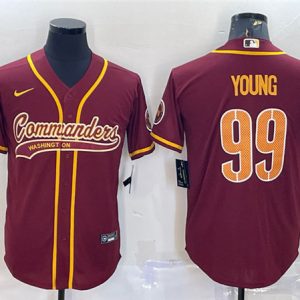 Men Washington Commanders #99 Chase Young Burgundy With Patch Cool Base Stitched Jersey