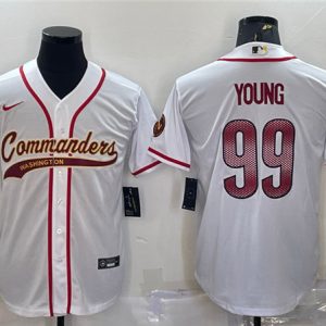 Men Washington Commanders #99 Chase Young White With Patch Cool Base Stitched Jersey