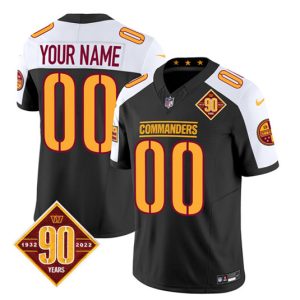 Men Washington Commanders Active Player Custom Black/White 2023 F.U.S.E. 90th Anniversary Vapor Limited Football Stitched Jersey